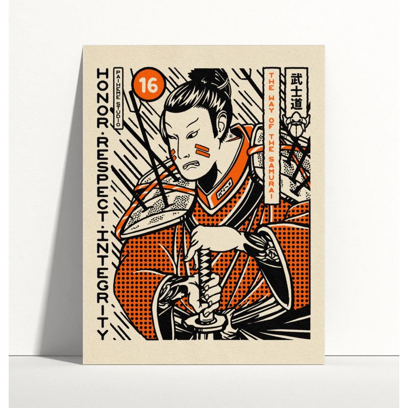 Illustration 30x40cm, Samurai, PAIHEME