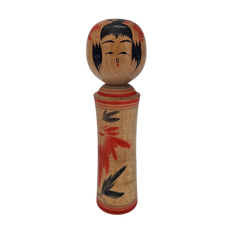 Bambola giapponese in legno, KOKESHI VINTAGE, 18cm