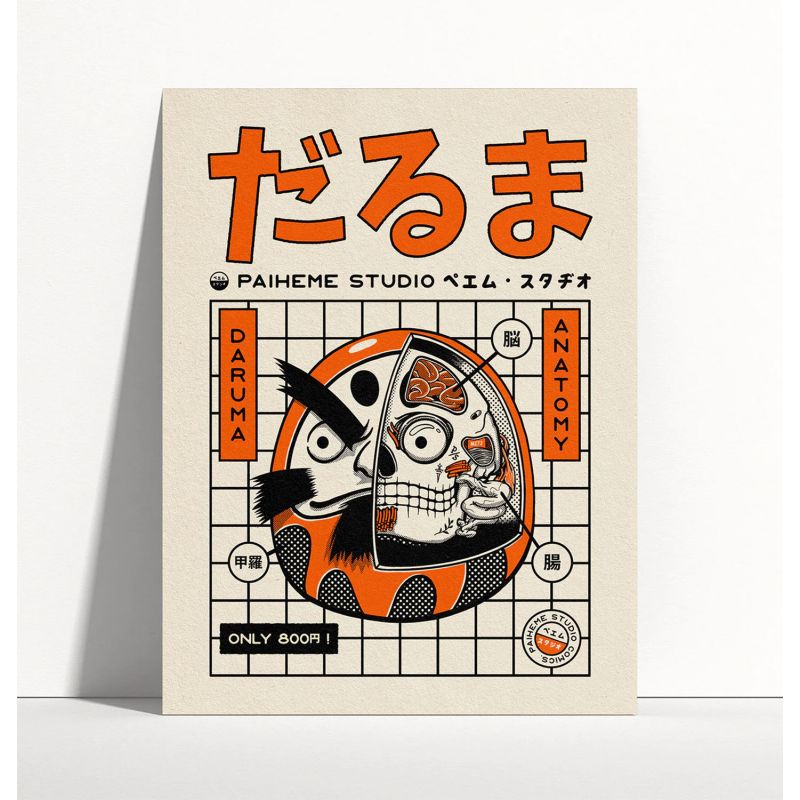 Illustrazione 30x40cm, Interno Daruma, PAIHEME