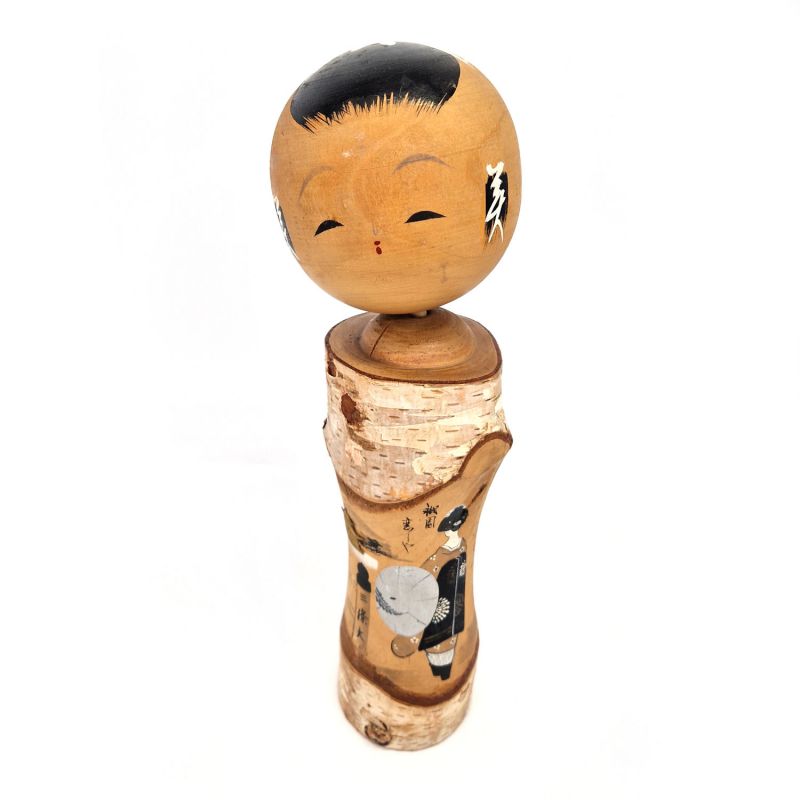 Bambola giapponese in legno, KOKESHI VINTAGE NARUKO, 30 cm