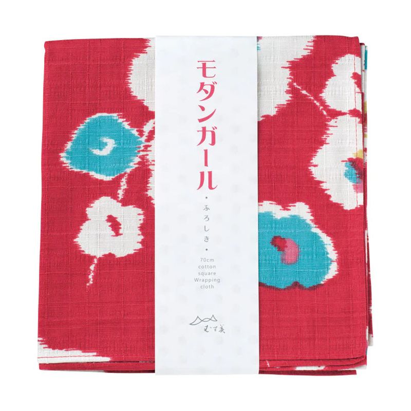 Furoshiki de algodón japonés Rojo con estampado de ciruela, UME