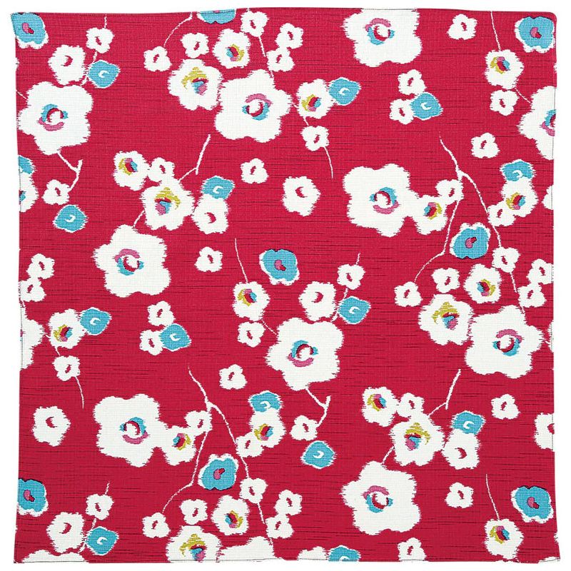 Furoshiki in Japanese cotton Red with plum pattern, UME