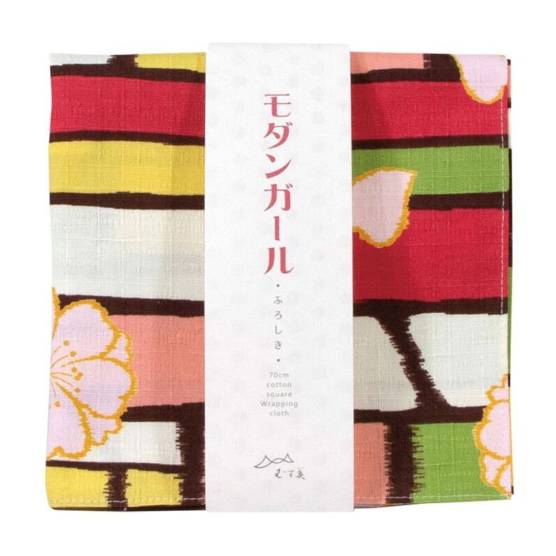 Furoshiki de algodón japonés multicolor con estampado de flores de cerezo, SAKURA