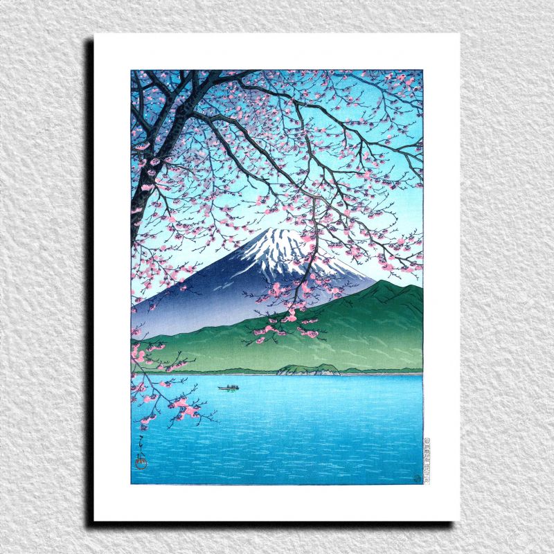 reproduccion impresa de Kawase Hasui, Monte Fuji desde Kishio