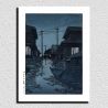 print reproduction of Kawase Hasui, Night rain in Kawarako, Ibaraki
