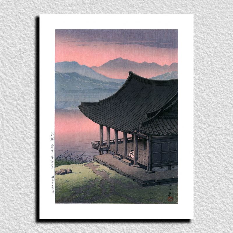 print reproduction of Kawase Hasui, Imhae Pavilion, Kyongju, Korea, Zoku Chosen fukei, Chosen Keishu Rinkaitei