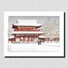 reproduccion impresa de Kawase Hasui, Nieve en el Santuario Heian, Kyoto, Heian jingu no yuki Kyoto
