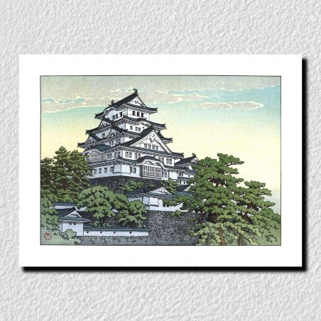 Druck Reproduktion von Kawase Hasui, Himeji-Burg, Himeji Shatu