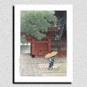 reproduction d'estampe de Kawase Hasui, Pluie du début de l’été au sanctuaire de Sanno