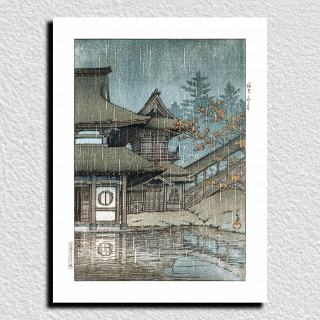 reproduction d'estampe de Kawase Hasui, Le temple Yama, Sendai, Sendai Yamadera