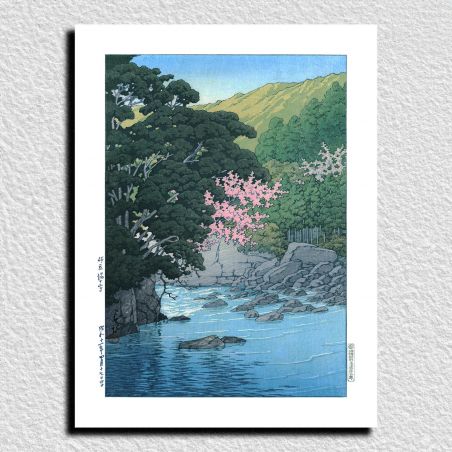 riproduzione a stampa di Kawase Hasui, Primavera a Yugashima, Izu, Yugashima Ito