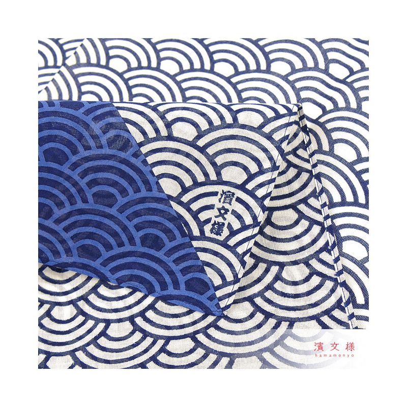 Japanese cotton handkerchief with wave pattern, SEIGAIHA