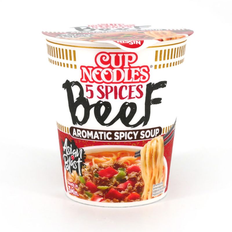 Taza de Ramen Instantáneo con sabor a carne de res, NISSIN CUP NOODLE BEEF