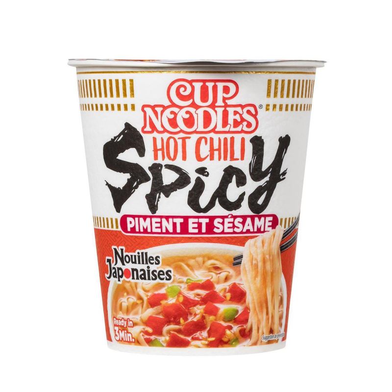 Tasse Instant-Ramen mit Chili- und Sesamgeschmack, NISSIN CUP NOODLE HOT CHILI SPICY