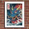 Japanische Illustration „Ryūjin“, der Drachenkönig der Meere und Wasser, von ダヴィッド