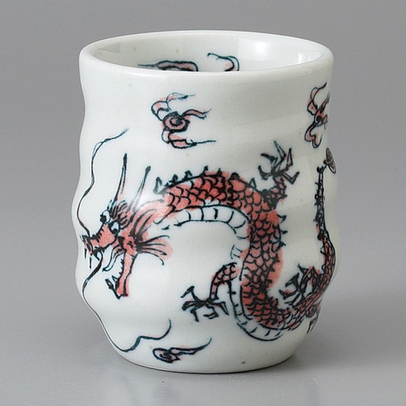 taza blanca japonesa dragón rojo RYU AKA