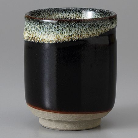 Japanese black teacup ceramic 17MYA5651943E