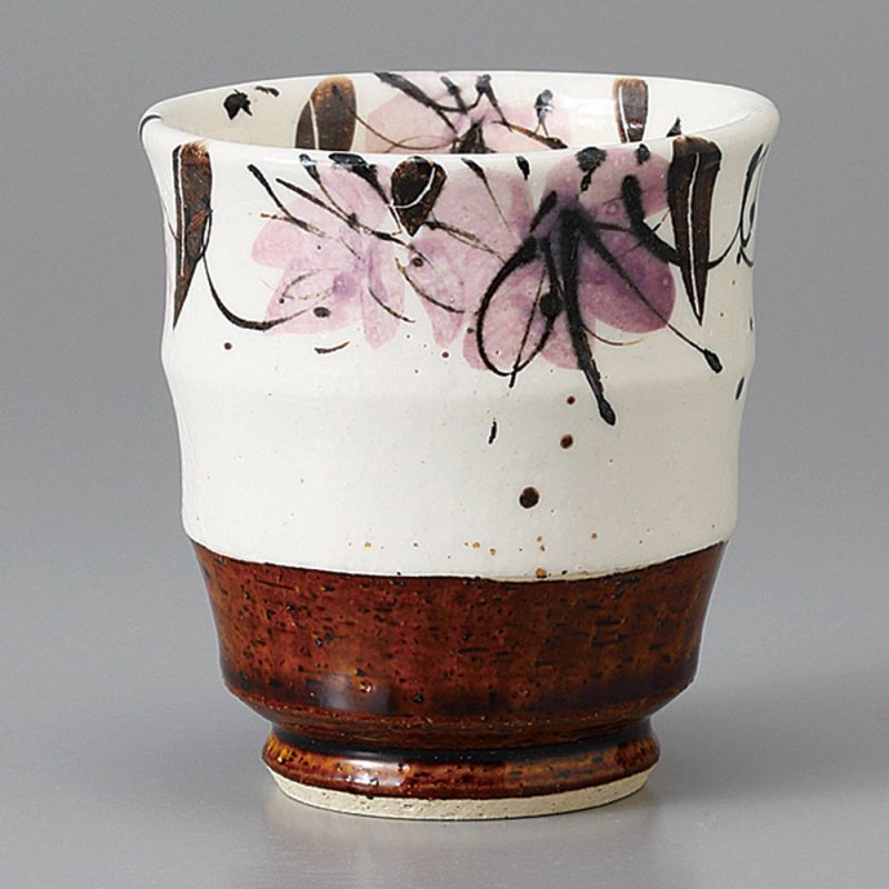 Japanese ceramic tea cup, brown - HANA ORIBE