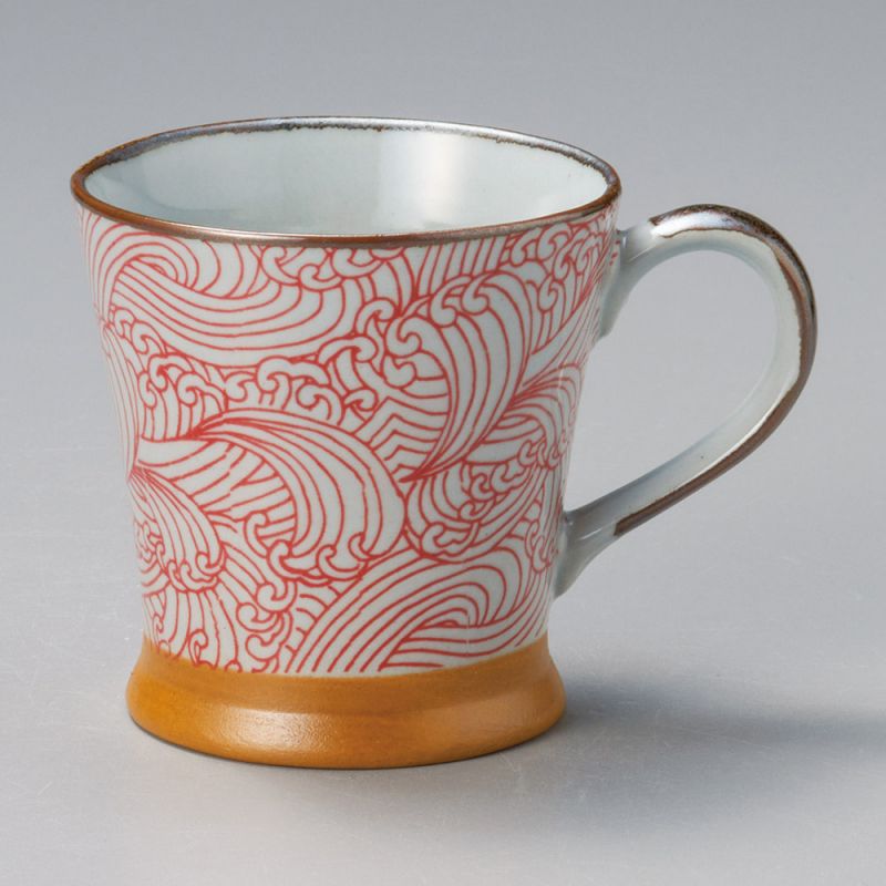 Japanese ceramic mug with handle, Aranami Red