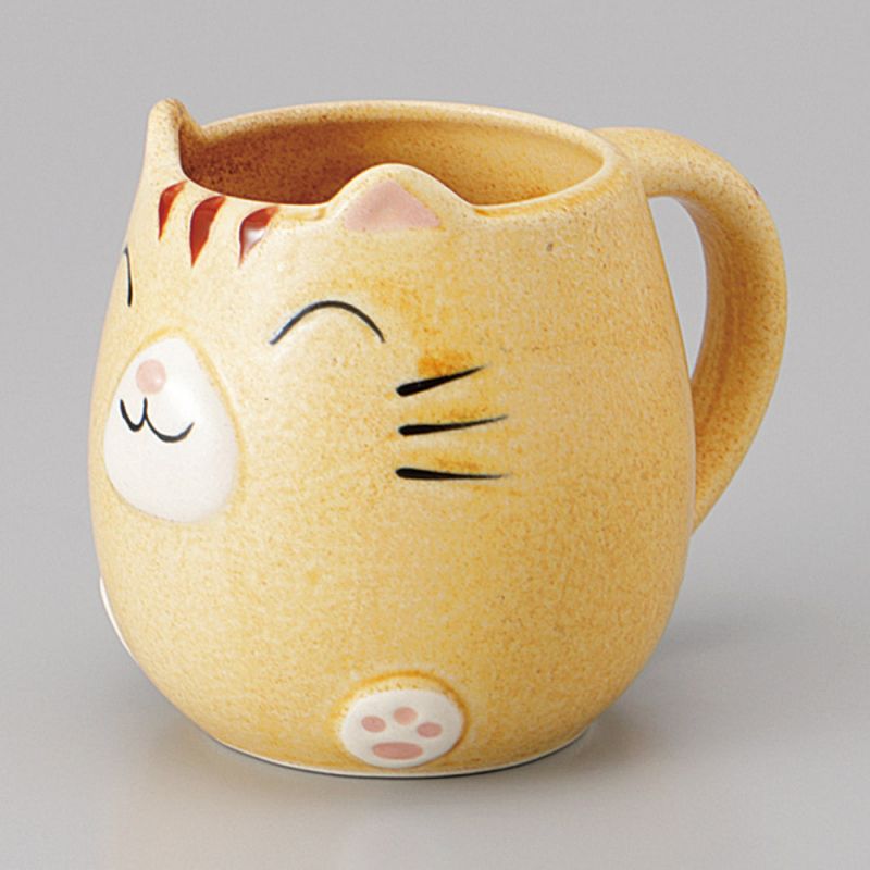 Taza japonesa de cerámica amarilla - KIIROI NEKO - gato