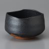 Japanese traditional colour black matcha bowl in terracotta KURO KESSHÔ TENMOKU