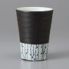 Japanese ceramic cup, blue vertical line, SUDARE KOKASAN
