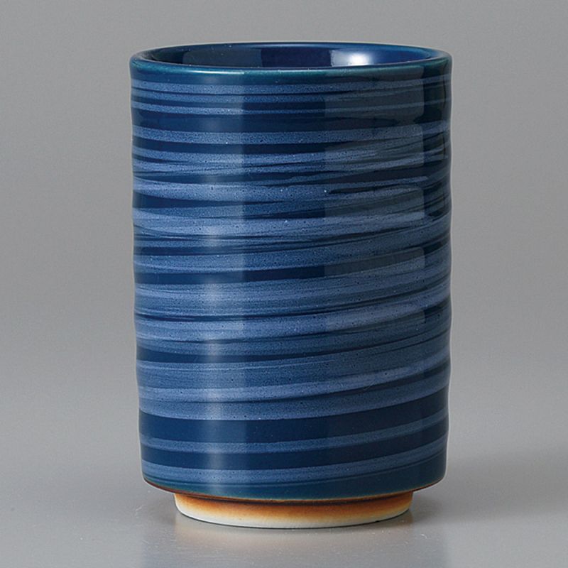 japanese blue tall cup 10cm HAKE brush in ceramic