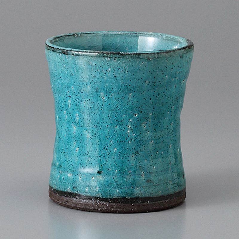 Japanese large cup Ø8,5cm blue turquoise BURUKOHIKI in ceramic