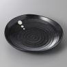 plato hondo japonés de cerámica negra, DOT, puntos blancos, hecho en Japón