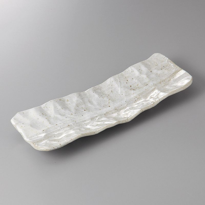 Petite assiette japonaise rectangulaire en céramique pliée à la main- TE DE OTTA 