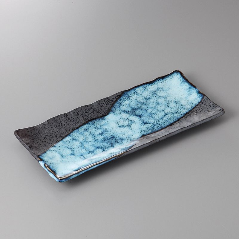 Plato cerámico rectangular azul japonés BURU