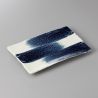 medium-sized thick rectangular plate white and blue RURI TOKUSA