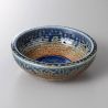 tazón de sopa japonés de cerámica Ø17x6,2cm, SUNAJI, azul y castaño