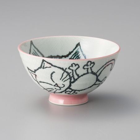 Japanese ceramic rice bowl, MANEKINEKO, cat