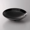 Large black Japanese soup plate, KONSEKI, black drips