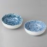 Set di 2 ciotole per salsa in ceramica giapponese KARAKUSA, motivi blu