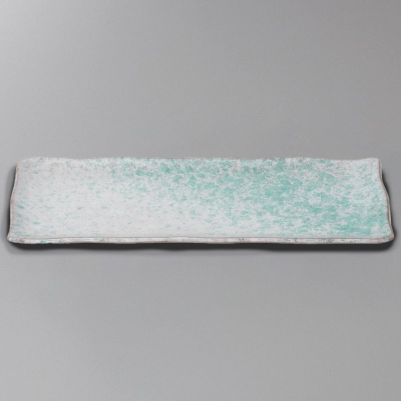 Piccolo piatto rettangolare in ceramica giapponese con smalto verde, - AOI AISHINGU