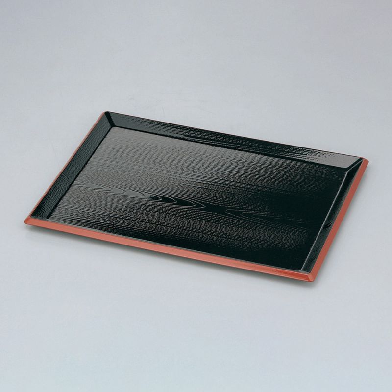 Rectangular tray, FUJI NAGATE MOKUME, black