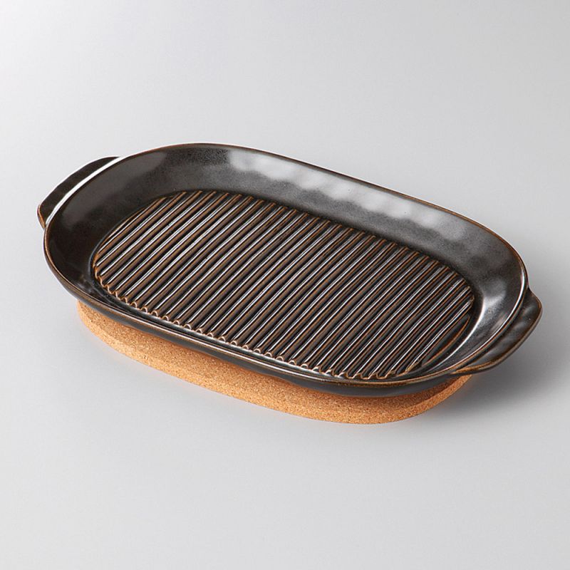 Plat grill en céramique noir -GURIRUNOWARU