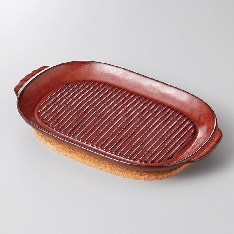 Plat grill en céramique rouge - AKAI GURIRU