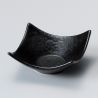 Small Japanese square black ceramic container with raised edges - SUTETOMENTO