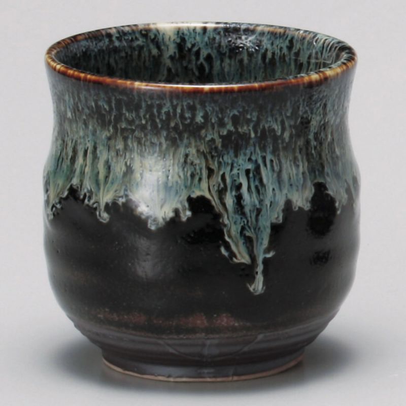 Tasse à thé en céramique, noir, peinture infusée verte - CHUNYU