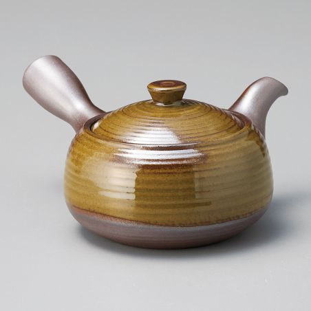 Teiera giapponese kyusu in ceramica marrone e verde - RAITOGURIN