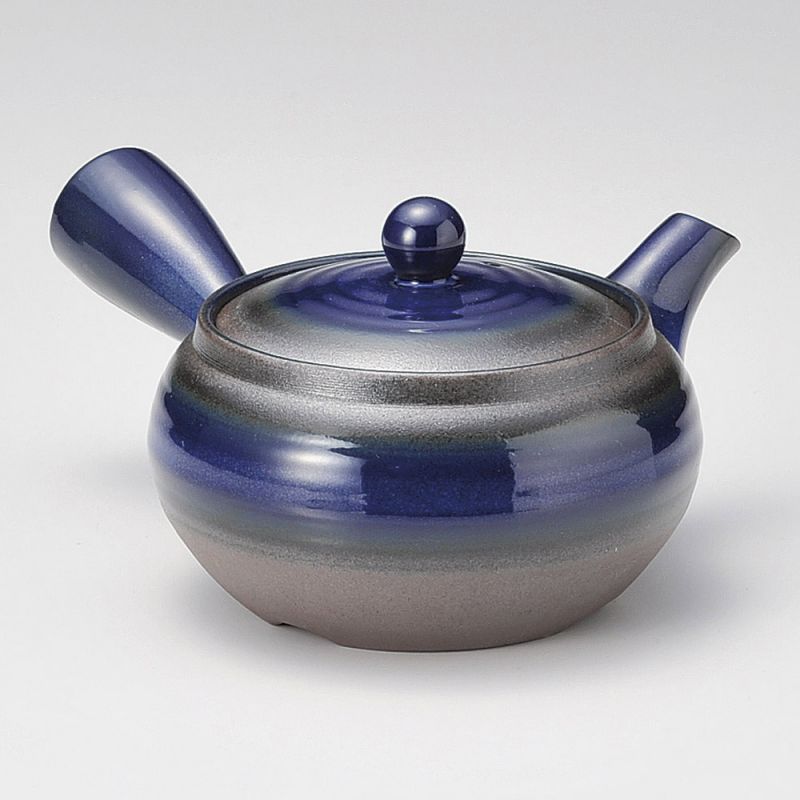 Tetera japonesa kyusu de cerámica marrón y azul - BURUENAMERU