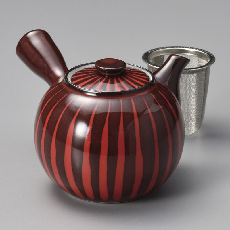 Teiera giapponese in ceramica kyusu, TSUME, rosso