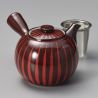 Tetera de cerámica japonesa kyusu, TSUME, roja