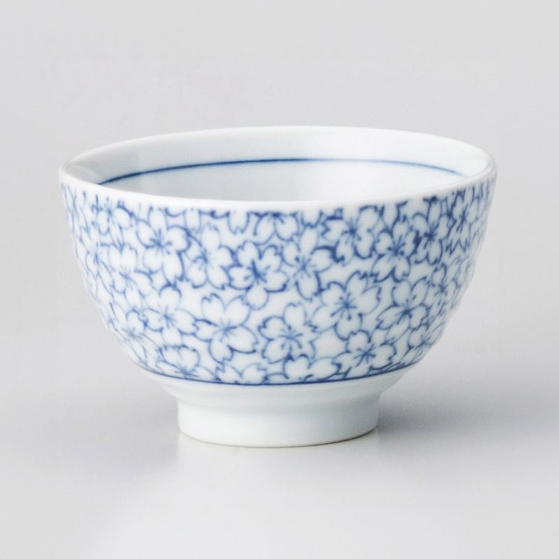 tea cup with sakura flower patterns blue KYÔSAKURA