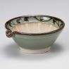 Japanese suribachi ceramic bowl with spout - SOSOGIGUCHI - green and brown