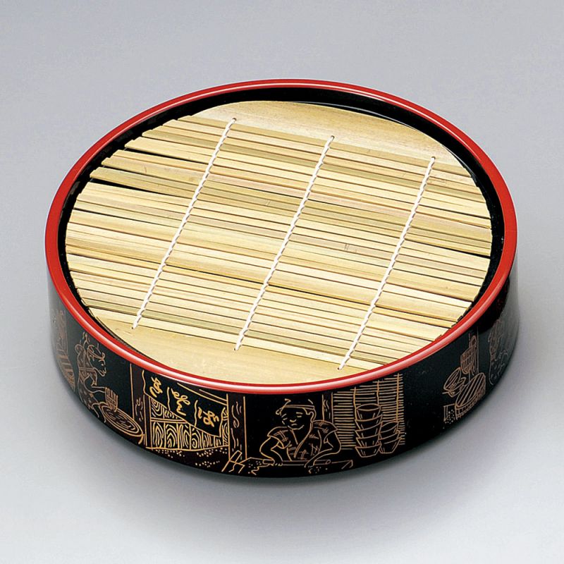 Runde lackierte Platte mit Bambusstütze - ZARU SOBA