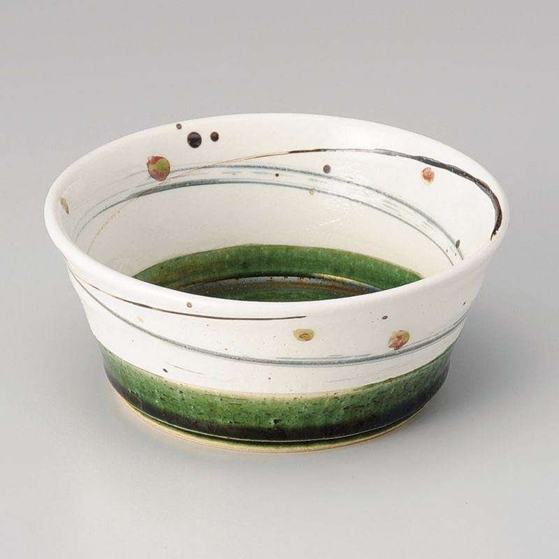 Japanische Reisschale aus Keramik, beige und grün - ORIBE